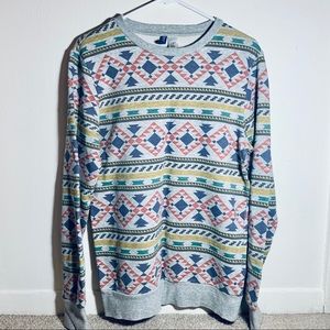 h&m aztec-inspired grey sweater